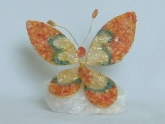 Edelstein Schmetterling (± 10 cm) mit Karneol,  Türkis und Bergkristall